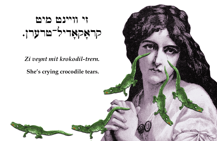 Yiddish: She's crying crocodile tears.