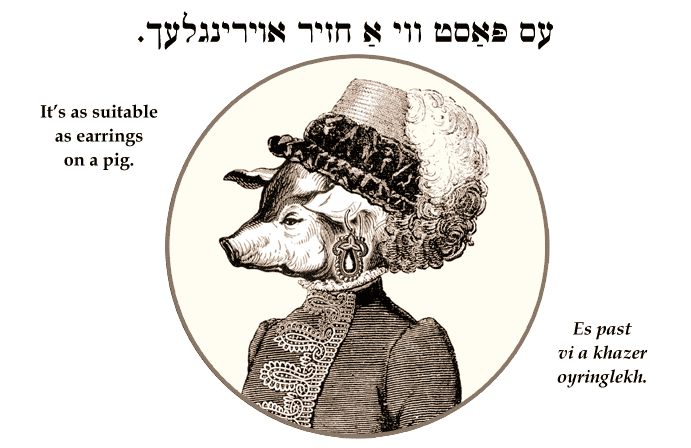 Yiddish: It's as suitable as earrings on a pig.