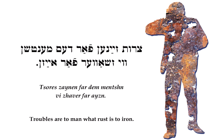 Yiddish: Troubles are to man what rust is to iron.
