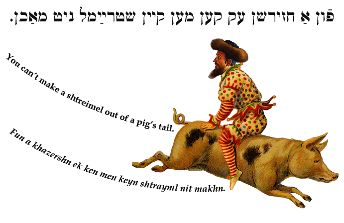 Yiddish: You can't make a shtreimel out of a pig's tail.