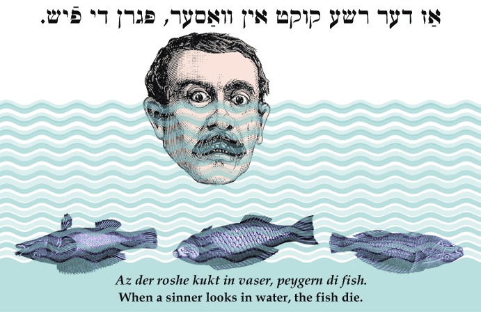 Yiddish: When a sinner looks in water, the fish die.