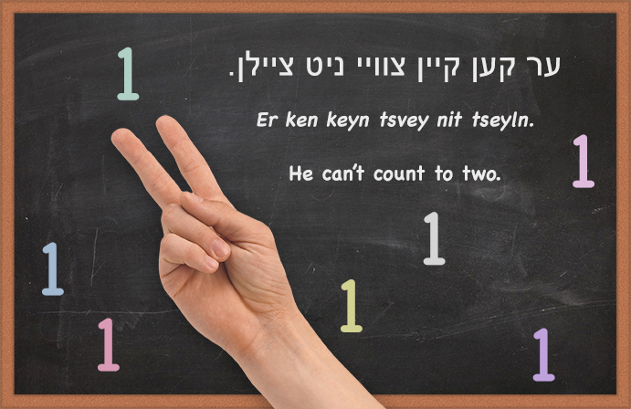 Yiddish: He can't count to two.